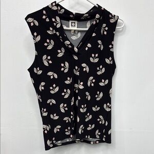 Anne Klein Floral Sleeveless Top - Black and Pink